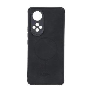 قاب گوشی Huawei Nova 9 - Honor 50 هوآوی ژله ای چرمی جیر کجسا KAJSA طرح مگ سیف Magsafe مشکی کد 180346