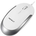 (Macally Silent USB Mouse Wired for Apple Mac or Windows PC Laptop/Desktop Computer - Slim & Compact Mice Design with Optical Sensor and DPI Switch 800/1200/1600/2400 - Small for Easy Travel (White