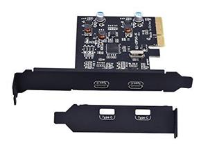 PCI-E PCI Express 4X to USB 3.1 Gen 2 (10 Gbps) 2-Port Type C Expansion Card Asmedia Chipset for Windows 7 /8/8.1/10/Linux Kernel (2XType C) 