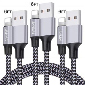 iPhone Charger JAHMAI Fast Charging Nylon Braided USB Cable 3Pack 6feet High Speed Data Sync Cord Phone Power Connector Compatible with iPhone XS MAX/XR/XS/X/8/7/Plus/6S/6/SE/5S/5C/iPad/Mini/Air/Pro 