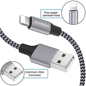 iPhone Charger JAHMAI Fast Charging Nylon Braided USB Cable 3Pack 6feet High Speed Data Sync Cord Phone Power Connector Compatible with iPhone XS MAX/XR/XS/X/8/7/Plus/6S/6/SE/5S/5C/iPad/Mini/Air/Pro 