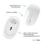iHome Wireless Bluetooth Laser Mac Mouse with Scroll Wheel, 3-Buttons, 1600 DPI, Laptops and Computers, Slim and Compact, Right or Left Hand Use, White