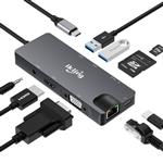 USB C Hub, 9-in-1 USB C Adapter with 4K USB C to HDMI,VGA, USB C Charging, 2 USB 3.0, SD/TF Card Reader, USB C to 3.5mm, Gigabit Ethernet, USB C Dock Compatible Apple MacBook Pro 13/15 (Thunderbolt 3)