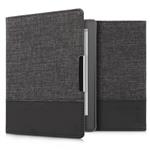 kwmobile Case Compatible with Kobo Aura H2O Edition 2 - PU Leather/Canvas Cover - Anthracite/Black