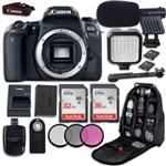Canon EOS 77D DSLR Camera (Body Only) + LED Light + Microphone + Video Accessory Bundle