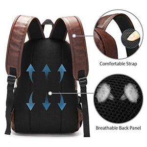 LXY Vegan Leather Backpack Vintage Laptop Bookbag for Women Men, Brown Faux Leather Backpack Purse College School Bookbag Weekend Travel Daypack
