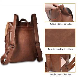 LXY Vegan Leather Backpack Vintage Laptop Bookbag for Women Men, Brown Faux Leather Backpack Purse College School Bookbag Weekend Travel Daypack