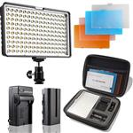 LED Camera Light Camcorder Video Light Panel, SAMTIAN 160 LED Video Photo Light Kit, Ultra Bright Panel Light with Four Color Filters, Battery, Charger, Carry Case for All DSLR Cameras