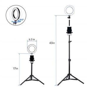MeeQee 6.3 Ring Light with Tripod Stand for Live Stream and YouTube Video Dimmable 3 Modes 10 Brightness Level LED Selfie Cell Phone Holder Desktop Lamp Recording Makeup 