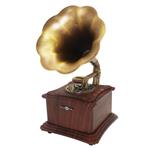 Mini Vintage Retro Classic Style Phonograph Gramophone Shape Stereo Speaker Sound System Music Box 3.5mm Audio Blue Tooth 4.2 Aux-in/Micro SD/USB Flash Drive