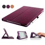 iPad Pro 9.7 Case, BoriYuan Vintage Genuine Leather Slim Folio Flip Stand Smart Cover for Apple iPad Pro 9.7 Inch with Magnetic Sleep / Wake Function + Card Slot + Stylus + Screen Protector, Purple