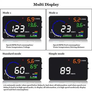 Trainshow A8 Head Up Display 5.5'' OBD II Car Windshield HUD with Speed Fatigue Warning RPM MPH Fuel Consumption Multiple Color Bright Speeding 