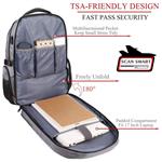 Travel Laptop Backpack,Durable Business Laptops Backpack with USB Charging Port,TSA Friendly Large Capacity Water Resistant College School Computer Bag for Women Men Fits 17 Inch Laptop,Grey