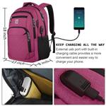 Laptop Backpack,Business Travel Anti Theft Slim Durable Laptops Backpack with USB Charging Port,Water Resistant College Computer Bag for Women & Men Fits 15.6 Inch Laptop-Rose Red