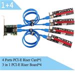 Ubit PCI-E Riser,with LED Notice Function,Express Cable 1X to 16X Graphics Extension,Ethereum、Bitcoin、Litecoin Mining Rig, Powered Riser Adapter Card+60cm USB 3.0 Cable+4 Ports Transfer Adapter