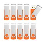 Kootion 10 Pack 2GB Flash Drive 2gb USB Flash Drive Thumb Drive Memory Stick Swivel Pen Drive Keychain Design Orange