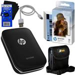 HP Sprocket Photo Printer, Print Social Media Photos on 2x3 Sticky-Backed Paper (Black) + Photo Paper (60 Sheets) + Protective Case + USB Cable + HeroFiber Gentle Cleaning Cloth