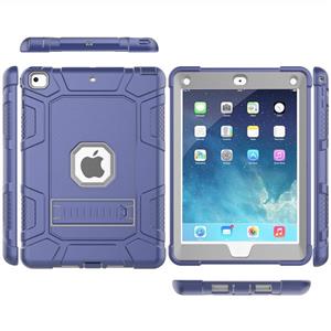 iPad Mini 5 Case, 5th Generation Hybrid Three Layer Armor Shockproof Rugged Drop Protection Cover Built with Kickstand for 7.9" 2019 (Navy+Gray) 