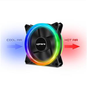 upHere 120mm Computer Case Fan Rainbow LED Silent Fan for Computer Cases, CPU Coolers,Water Cooler and Radiators Ultra Quiet,3 Pack Colorful Case Fan(F03CF) 