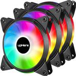 upHere 120mm 3-Pin Quiet Edition Rainbow LED Effect Case Fan for Computer Cooling,3-Pack,T3CF3-3