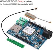 MakerFocus GPS Module, GSM GPRS GPS Module 3 in 1 Quad Band GSM/GPRS IPEX Antenna DC 5-9V Support Voice Short Message for Arduino STM32 51 Microcontroller MCU