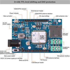 MakerFocus GPS Module, GSM GPRS GPS Module 3 in 1 Quad Band GSM/GPRS IPEX Antenna DC 5-9V Support Voice Short Message for Arduino STM32 51 Microcontroller MCU 