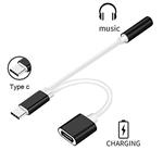 2 in 1 USB-C to 3.5mm Audio Adapter, Aukeer USB Type C Cable Fast Charge to 3.5mm Audio Jack Headphone Adapter Converter Supports Audio and Charging for Motorola MotoZ, Letv (Blake)