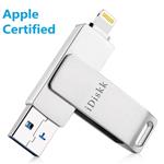 iDiskk USB 3.0 128GB iPhone Flash Drive for iPhone X XR XS MAX,Photo Stick For iPhone 6,iPhone 6 Plus,iPhone 8 Plus, iPad Pro,External Storage for iPhone iPad USB,Touch ID Encryption and MFI Certified