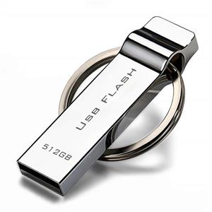 USB 2.0 Flash Drive 512GB Metal with Key Ring - Silver-02 