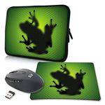 PEDEA Tablet Case 10.1 inch Neoprene Green Frog 10,1 Zoll + Maus und Mauspad