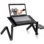 Fashine Adjustable Laptop Stand for Bed, Foldable Lap Desk Table, Office Laptop Riser Laptop Stand Tray with Vented CPU Fans and Enlarged Mouse Pad (Black)