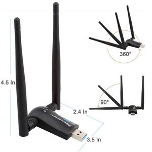 دانگل وایفای 300Mbps کی نت  3DBI  – آنتن دار Techkey Wireless USB WiFi Adapter, 1200Mbps Dual Band 2.4GHz/300Mbps 5GHz/867Mbps High Gain Dual 5dBi Antennas Network WiFi USB 3.0 for Desktop Laptop with Windows 10/8/7/XP, Mac OS X