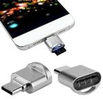 USB 3.1 Type C to Micro SD Card Reader OTG Adapter Silver with Hang Rope Hole for Motorola G7 Power 