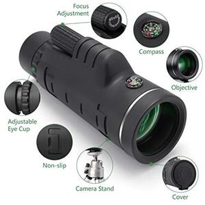 Monocular Telescope High Power 40x60 Ce Optics Powered Bak4 45 Degree Angled Eyepiece with Smartphone Tripod and Mount Adapter for Target Shooting Birdwatching Wildlife Scenery 