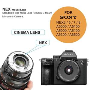Meike 25mm T2.2 APS-C Large Aperture Manual Focus Prime Low Distortion Mini Cine Lens Compatible with Sony E Mount Cameras A7S A7SII A7R A7RII A7RIII A7III A9 NEX 3 3N 5 NEX 5T 5R 6A6400 A6300 A6500 