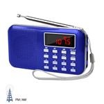 LEFON Mini Digital AM FM Radio Media Speaker MP3 Music Player Support TF Card/USB Disk with LED Screen Display and Emergency Flashlight Function (Blue-Upgraded)