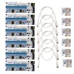 Leboo 6-Pack PCIE Riser VER 008s PCI Riser 4PIN&6PIN 1x to x16 Powered Riser Adapter Card / 60cm USB 3.0 Extension Cable & SATA 15PIN Port - GPU Riser Adapter