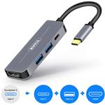 USB C Hub, 4K USB C to HDMI, 2 USB C to USB 3.0 and FlashDrive, Type C Hub USB-C Power Adapter for MacBook Pro, Chromebook, Deall XPS and Samsung Galaxy S8/S8+/S9/S9+/Note 8 (4 Ports Silver)