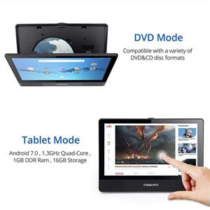 DigiLand Portable DVD Player/Android Wi-Fi Tablet Combo 10.1-Inch Touchscreen, Quad-Core 1.3GHz, 16GB Storage, with Headrest Mount, AC Charger Adapter and Car Charger, for Car and Home Use (DL1001-A) 