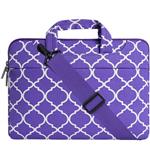 MOSISO Laptop Shoulder Bag Compatible 15-15.6 Inch MacBook Pro, Ultrabook Netbook Tablet, Canvas Geometric Pattern Protective Briefcase Carrying Handbag Sleeve Case Cover, Ultra Violet Quatrefoil