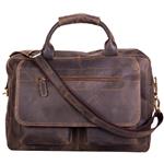 KomalC Leather Briefcase 15 Inch Retro Buffalo Hunter Leather Laptop Messenger Bag Office Briefcase College Bag Fits Upto 15.6 Inch Laptop (Distressed Brown)