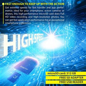 فلش مموری  SCORDERS 512 GB Micro SD Card with Adapter (Class 10 Speed) Memory Storage for Cameras, Tablets, Smartphones, and Laptops | Store Data, Music, Pictures, Video