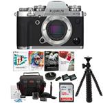 Fujifilm X-T3 Mirrorless Digital Camera Body (Silver) Accessory Bundle + Sandisk 128GB Ultra UHS-I + 2 NP-W126 & Dual Charger + Tripod + Deluxe Photo Software