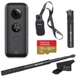 Insta360 ONE X 360 Camera with 5.7K 4K 3K Video and 18MP Photos - Bundle Includes Bullet Time Handle, Invisible Selfie Stick and 32GB SanDisk Extreme microSDHC (4 Items)