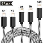 SHARLLEN iPhone Charger Cable MFi Certified Lightning Cable 5Pack 3FT/6FT/10FT Long Nylon Braided USB iPhone Data Line Wire Fast Charging Cord Compatible iPhone XS/MAX/XR/X/8/7/6/5/iPad/iPod (Black)