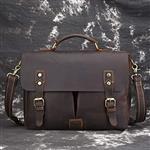 Genuine Leather Messenger Vintage Satchel Shoulder Bag for Laptop (coffee color)