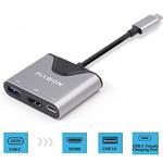 USB C to HDMI Adaptor， 3 in 1 Type C to 4K HDMI Multiport Adaptor with USB-C Quick Charging Port, USB 3.0 Port, for MacBook, ChromeBook, HDMI Converter and More USB-C Devices