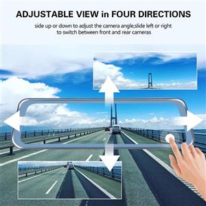 Mirror Dash Cam 9.66" Dual Lens Full Touch Screen Stream Media Rear View Camera Made of Aluminum Alloy, 1080P 170°Front and 140°Backup with Parking Monitor G-Sensor 