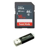 Sandisk 16GB SD SDHC Flash Memory Card works with NINTENDO 3DS N3DS DS DSI & Wii Media Kit, Nikon SLR Coolpix Camera, Kodak Easyshare, Canon Powershot, Canon EOS + SD/TF USB Card Reader