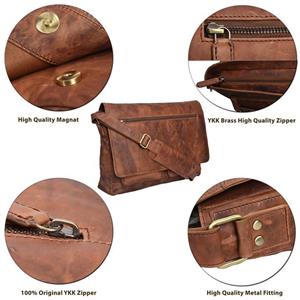 Leather Messenger Bag for Men & Women 14inch laptop Bag for Travel College Work - Handmade by LEVOGUE (Cognac Vintage)